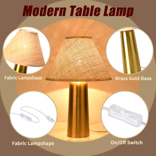 Brass Gold Rattan Table Lamp for Bedroom, Modern Wicker Lamps for Bedside Nightstand, Small Table Rattan Shape Lamps for Small Spaces for Kitchen Counter, Home Office, Living Room, Kids Dorm - color: Gold