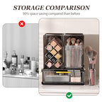 INVSSENE Stackable Makeup Organizer Countertop, Storage Perfume Skincare Cosmetic Lipstick Face Mask Makeup Brush Palettes, Ideal for Vanity Bathroom Counter - color: 3515 Coffee+Clear