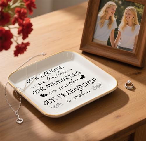 Birthday Gifts for Women, Unique Birthday Friendship Christmas Gift for Female Friends, Her, BFF, Girls | Our Friendship is Endless Trinket Tray for Best Women Friend - style: Friendship is endless