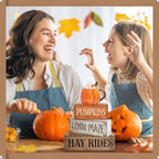 Lineshading 4 Pcs Thanksgiving Decorations for Home Thanksgiving Tiered Tray Decor Fall Cream Cups Table Decor Fall Centerpiece Rustic Cream Cups Block Sign Autumn Decorations for Home Kitchen Shelf - style: Cup