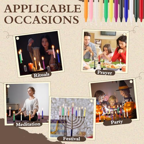 Baderke 24 Pack 4 Inch Colored Spell Candles and 6 Witch Candle Holders for Witchcraft, Chime Spell Candles for Rituals, Birthdays, Meditation, Altar, Spells - color: colored