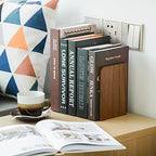 Large Bookend Hold Heavy Books- 7x4x5in 3 Pack Wood Bookends for Heavy Books Heavy Duty Walnut Book Ends for Men Wood Bookends for Office Desk Non-Skid - color: Walnut-s-3pair