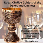 Vintage Chalice Medieval Goblet | 1x Solid Brass Red Wine Glass Cups of Royal King Arthur - Renaissance, Birthday Gifts Christmas Wedding Anniversary Novelty Ceremonial Drinkware (Duke Goblet) - style: Duke Goblet