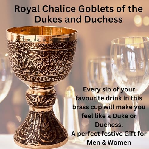 Vintage Chalice Medieval Goblet | 1x Solid Brass Red Wine Glass Cups of Royal King Arthur - Renaissance, Birthday Gifts Christmas Wedding Anniversary Novelty Ceremonial Drinkware (Duke Goblet) - style: Duke Goblet