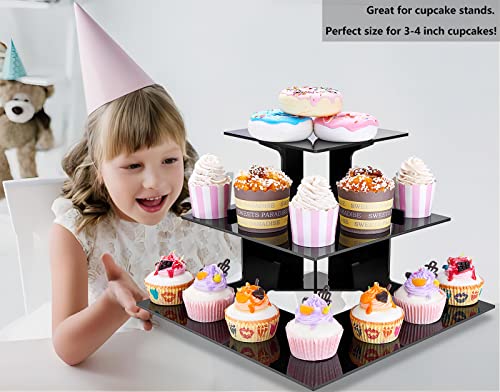 3 Tier Corner Retail Display Stand Portable Product Shelves, Black Store Retail Display Stand, Cupcake Stand, Candle Tumbler Display Rack for Craft Shows, Trade Shows, Farmers Market