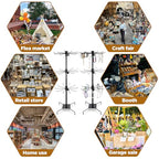 3 Tier 28.3 x 11.8 Inch Rotating Display Stand, Earring Display Rack, Black Metal Retail Display Stand with Hooks for Necklace, Bracelet, Earrings, and Keychains, Adjustable Height