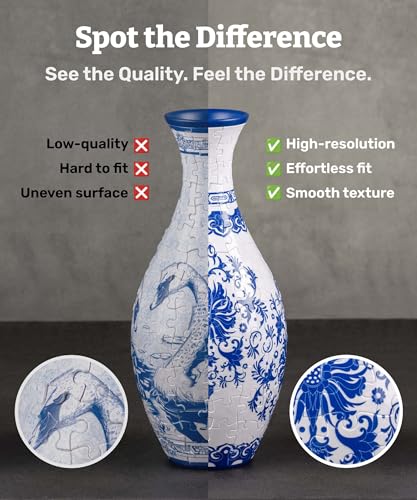 Pintoo 3D Puzzle Vase Unique Flower Vase Made by 160 Curved Plastic Puzzle Pieces House Warming Gift for Flower Arrangements and Home Decoration, for Mom [S1032] (Classic, Indigo Age) - color: Indigo Age, size: classic