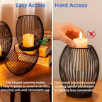 3-Piece Black Candle Holder Set – Modern Metal Wire Black Candlestick Holders for Pillar Candles, Decorative Round Cage Candle Lanterns for Table, Shelf, or Home Décor