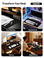 YSAGi Leather Desk Pad Protector, Office Desk Mat, Large Mouse Pad, Non-Slip PU Leather Desk Blotter, Laptop Desk Pad, Waterproof Desk Writing Pad Office and Home (Black, 35.4" x 17") - color: Black, size: 35.4" x 17"