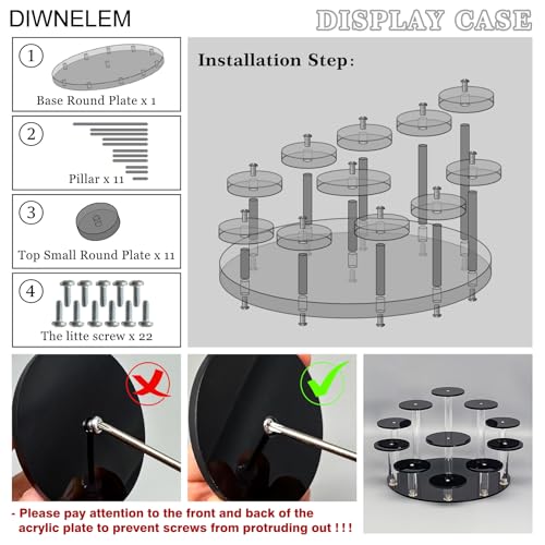 DIWNELEM Round Jewelry Stand Acrylic Display Riser Stands Dessert Tower Display Tower for Watch,Jewelry,Rings,Earrings,Mini Figurines,Cupcakes(Black,11Tier) - size: Black-11 Tier