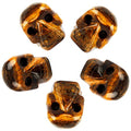 mookaitedecor 1 Inch Tiger's Eye Crystal Skull Sculpture Set of 5, Hand Carved Gemstone Statue Figurine Collectible Healing Reiki - color: Brown
