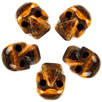mookaitedecor 1 Inch Tiger's Eye Crystal Skull Sculpture Set of 5, Hand Carved Gemstone Statue Figurine Collectible Healing Reiki - color: Brown