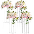 Geetery 4 Pieces Tall Acrylic Vase Wedding Centerpieces Clear Flower Stand Column Geometric Floral Vase Elegant Display Holder for Birthday Party Wedding Table Decorations (20 Inch) - size: 20 Inch