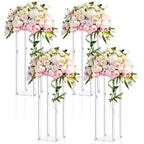 Geetery 4 Pieces Tall Acrylic Vase Wedding Centerpieces Clear Flower Stand Column Geometric Floral Vase Elegant Display Holder for Birthday Party Wedding Table Decorations (20 Inch) - size: 20 Inch