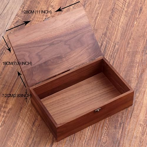 Walnut Wood Storage Box – Handcrafted Organizer for Jewelry, Watches, Keepsakes– 11"x7"x3.1" Multipurpose Storage Box - color: Walnut Box-DPFH-28*18CM
