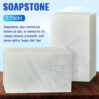 Sasylvia 2 Pcs Soapstone for Carving Block, 5 x 3 x 3 Inch, Soapstone Sculpture Carving DIY Arts Crafts for Block Seal Engraving Kit Adults