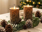 Pine Flameless Pillar Candles Flickering with Remote Timer, Battery Operated LED 3D Moving Flame Real Wax Candles, Set of 2, D3 x H6,Remote Included (Pine) - color: Pine