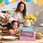 Lineshading 4 Pcs Easter Table Decoration Wooden Pastel Egg - No Assembly Required Reusable Happy Easter Tiered Tray Decor, Perfect for Home Kitchen Shelf Party Farmhouse Centerpieces & Holy Week Gift - style: Easter Egg