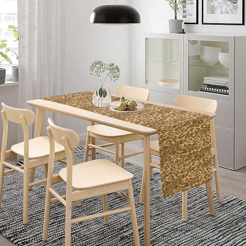 Brown Leopard Print Table Runner Classic Fashion UniqueTablerunner for Kitchen Cafe Dining End Table Sofa Holiday Wedding Home Decor 13x36in - color: Fur-2, size: 13x36in