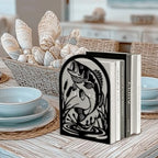 Peacoblue Metal Bookends for Shelves, Modern Decorative Heavy Duty Study Book Ends Stoppers for Office, Desk, Shelf, Room 5.3"x4.3"x7.9" Cast Iron Simple Tall Bookends 1 Pair (Fish) - style: Fish