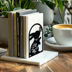 Peacoblue Metal Bookends for Shelves, Modern Decorative Heavy Duty Study Book Support Stoppers for Office, Desk, Shelf, Room 4.7"x3.5"x7.9" Cast Iron Simple Bookends, 1 Pair (Rabbit and Butterfly) - style: Rabbit and Butterfly