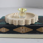 Natural Small Travertine Scalloped Edge Tray 6.3", Marble Jewelry Dish, Trinket Tray for Women Gift - color: Beige Travertine