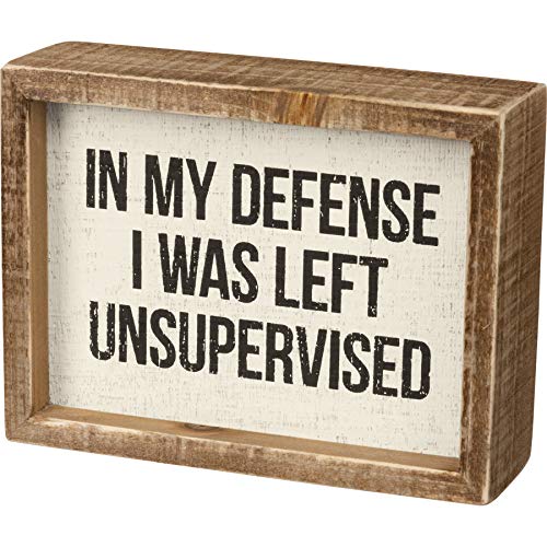 Primitives by Kathy Rustic Farmhouse Decor - Inspirational Wall Art, Wooden Table/Shelf Decor, Boho Kitchen Accessories 5”x7” - style: In My Defense