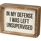 Primitives by Kathy Rustic Farmhouse Decor - Inspirational Wall Art, Wooden Table/Shelf Decor, Boho Kitchen Accessories 5”x7” - style: In My Defense