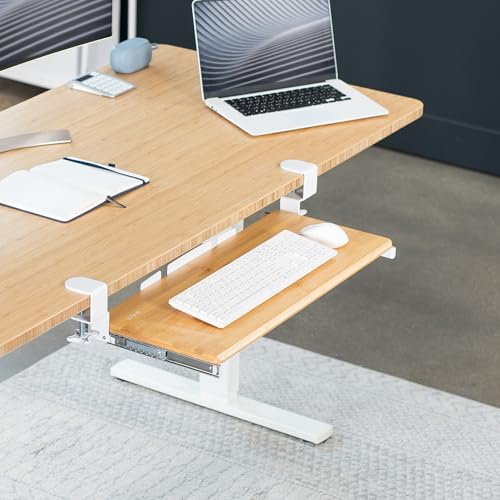 VIVO Large Clamp-on Computer Keyboard and Mouse Under Desk Slider Tray, 27 x 11 inch Pull Out Platform Drawer, Bamboo, MOUNT-KB05O - color: Bamboo, size: 27 inch