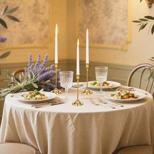 Candlestick Holders, 6 PCS Brass Gold Metal Taper Candle Holder with Adhesive Wax fits 3/4 Inch Long Candles, Vintage Modern Candle Holders for Table Mantel Wedding Housewarming Gift