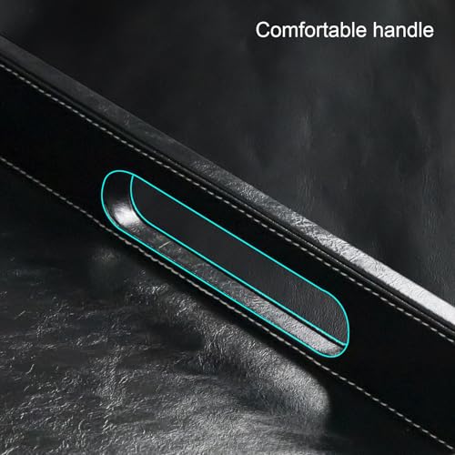 30x24 inches Rectangle Leather Ottoman Serving Tray with Hole Handles, Extra Large Modern Service Tray for Living Room, Coffee Table, Bed, Tea, Food, Countertop, Kitchen, Dinner, Picnic (Black) - color: Black, size: 30" x 24" x 2"