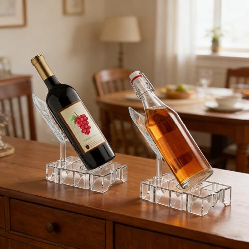 Clear Acrylic Wine Rack, Modular Stackable Countertop Wine Bottle Holder with Leaf Shaped Support, Multi Purpose Versatile Wine Display Stand for Home Bar Party Daily Organizing (4pcs) - color: Transparent - 4pcs