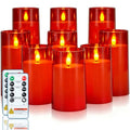 Homemory Christmas Red Flickering Flameless Candles, Battery Operated Acrylic LED Pillar Candles with Remote Control and Timer, Set of 9 - color: Red, 9Pack