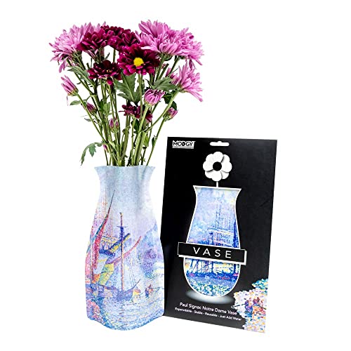 MODGY Collapsible and Expandable Flower Vase Plastic Decorative Modern Centerpieces Dining Table Decor Living Room Bathroom Wedding Office, Paul Signac Notre Dame - style: Notre Dame