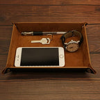 Valet Organizer - Catchall Tray for Jewelry, Wallets, Watches, Keys, Coins, Phones, Glasses - Perfect for Nightstand, Desk, Entryway - color: Brown