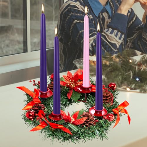 YOROXRG 16 Pack Advent Taper Candles Premium Hand Dipped 10in Unscented Christmas Taper Candles - Ideal for Seasonal Celebrations, Holidays, Church, Celebration, Party - color: Purple/Pink-Advent 16