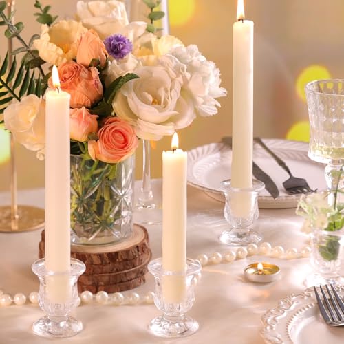 10pcs Clear Candlestick Holders, Glass Taper Candle Holders for Table Centerpiece Decor, Wedding, Birthday, Gift - color: Clear