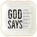 Christian Gifts for Women, Bible Verse Ceramic Jewelry Dish Trinket Ring Tray, Inspirational Floral Gift for Mom Sister Friend Birthday Christmas-God Says You are (White-God Says1) - color: White-God Says1