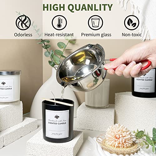 SUPMIND 12 Pack 10oz Glass Candle Jars with Lids and Sticky Labels, Empty Candle Jars for Making Candles Bulk Containers(Matte Black) - color: Black, size: 10oz