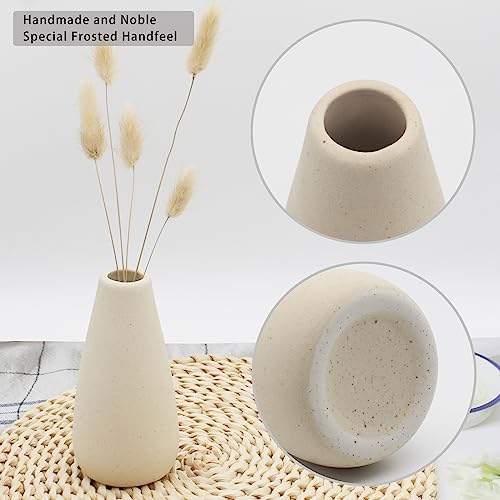 YANLING 6 Pack Modern Small Vase for Flowers, Light Yellow Ceramic Vases for Pampas Grass, Boho Vases for Home Decor Table Shelf Office Bedroom - color: Light Yellow-c, size: 6 Pack-Small