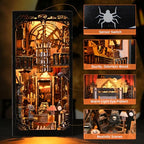 Book Nook Kit, Book Nook Kits for Adults DIY Booknook Model Build, DIY 3D Wooden Puzzle Bookend Booknook Bookshelf Insert Miniature Dollhouse Kit for Home Decoration - style: Dark Family