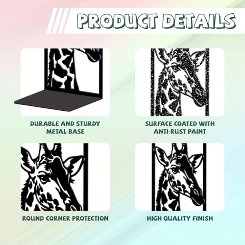 Peacoblue Metal Bookends for Shelves, Modern Decorative Heavy Duty Study Book Ends Stoppers for Office, Desk, Shelf, Room 5.3"x4.3"x7.9" Cast Iron Simple Tall Bookends 1 Pair (Giraffe) - style: Giraffe