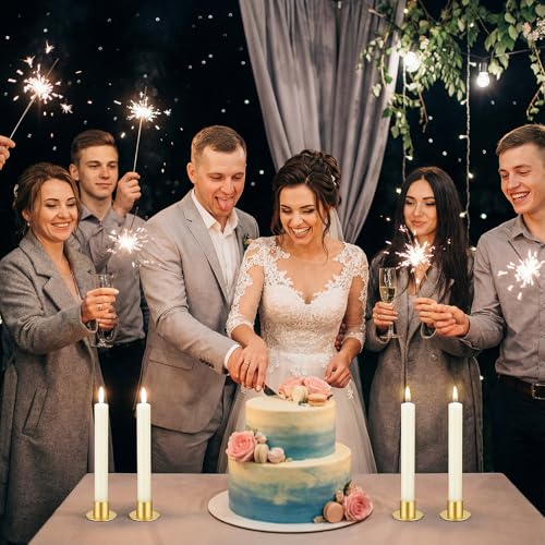 18 Pcs Gold Taper Candle Holders, Metal Candlestick Holders for Pillar Candles, Wedding Anniversary Dinner Party Centerpieces Decor