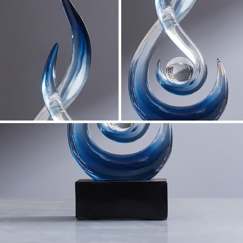 Modern Abstract Art Table Decoration,Resin Flame Statue Modern Blue Centerpiece Ornaments for Living Room Great Gift Idea Home Decor,Collectibles - color: Bule