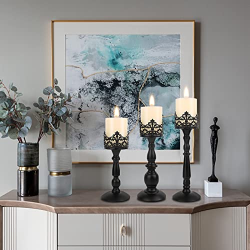 Black Vintage Candle Holder for Table Centerpiece Gothic Candle Stand Set - color: Black