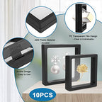 Linkstyle 10PCS 3D Floating Frame Display Stand, Transparent PE Floating Display Case, Challenge Coins Specimen Medallions Jewelry Storage Box Suspension Frame - size: 4.3x4.3in, 3.5x3.5in