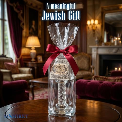 Crystal Havdalah Candle Holder 13 cm with Plaque - color: Crystal Havdalah 2