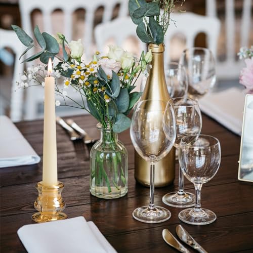 NITIME 12pcs Gold Candlestick Holders- Taper Candle Holders for Table Centerpiece- Glass Candle Holder for Wedding, Dinner Table, Party and Festival Decoration - color: Gold-12pcs