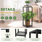TOSKING Tall Plant Stand Indoor – 2-Tier Modern Metal Shelf, 30" Height & 200 LBS Capacity, Heavy Duty for Living Room, Balcony, Garden (Black) - size: 2-tier 30''