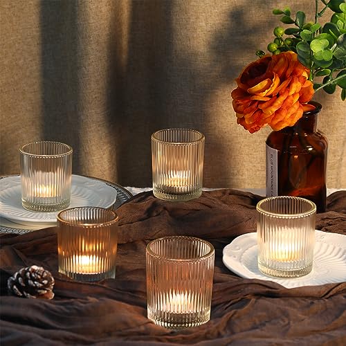 36 Pack Votive Candle Holders Bulk, Clear Tealight Candle Holder for Table Centerpiece, Ribbed Votive Holders for Wedding, Home Decor, Baby Shower Decor, Special Occasions(36) - color: Clear